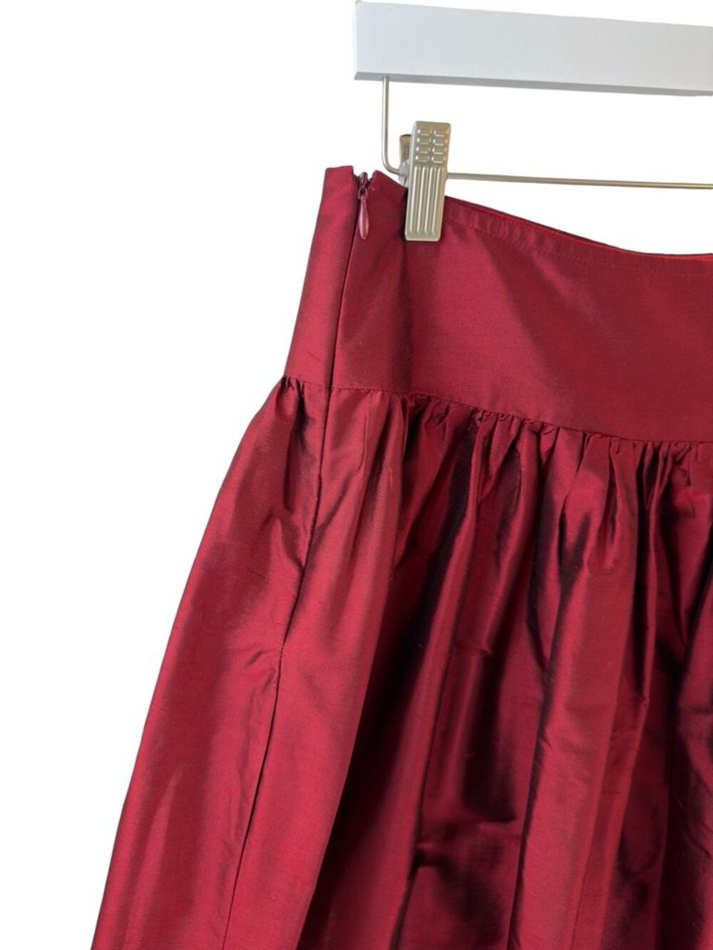 Lilybee Cranberry Taffeta Knee Length Gathered Skirt Size 12 - Picture 5 of 7